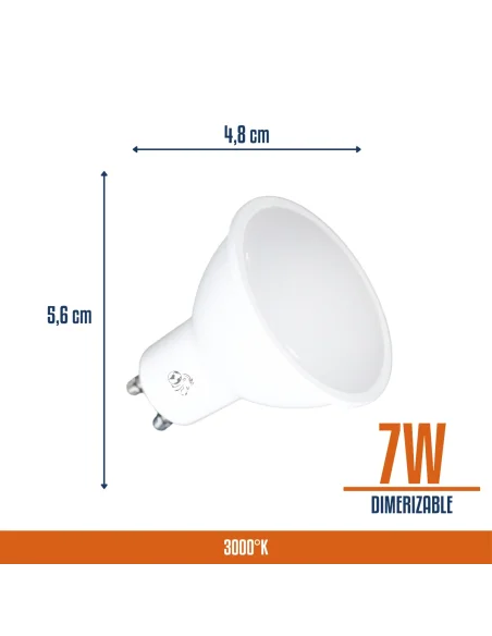 Lámpara Dicroica LED Dimerizable 7W Cálida [LD07W-D-C]