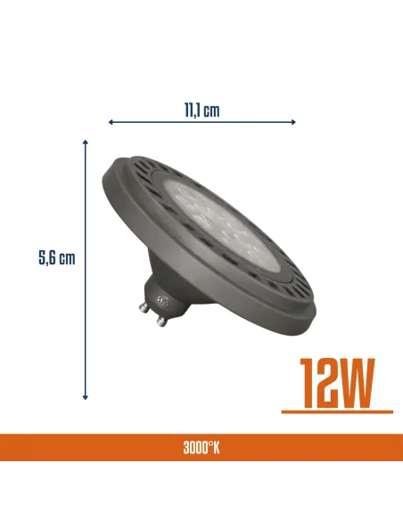 Lámpara AR111 LED Gris 12W Cálida [LD12W-G-C]