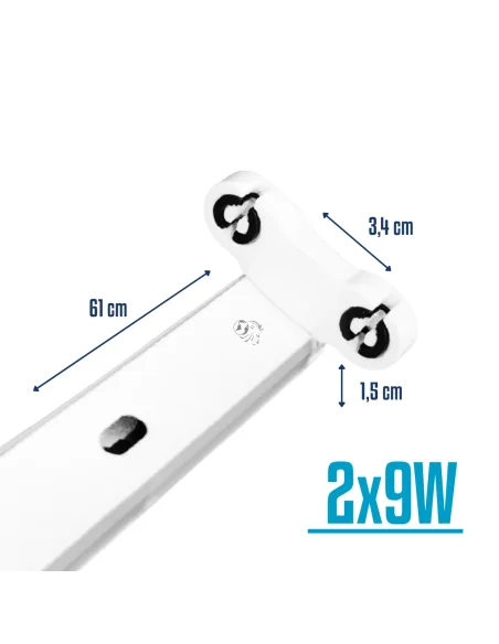 Listón de chapa para tubo LED 9W doble  [TFB06D-1P]