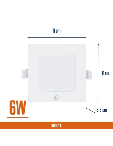 Panel de embutir LED 6W cuadrado Cálida [LPCE06W-C]