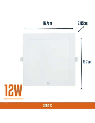 Panel de embutir LED 12W cuadrado Cálida [LPCE12W-C]