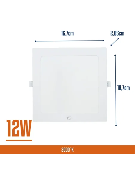 Panel de embutir LED 12W cuadrado Cálida [LPCE12W-C]