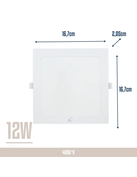 Panel de embutir LED 12W cuadrado Neutra [LPCE12W-N]