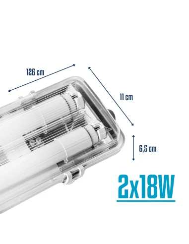 Listón estanco para tubo LED 18W doble  [EST18D]
