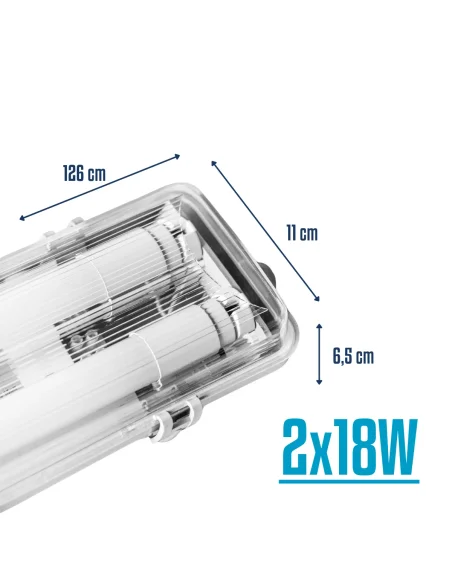 Listón estanco para tubo LED 18W doble  [EST18D]