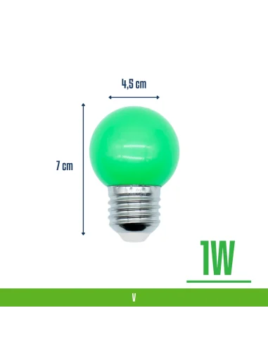 Lámpara gota LED verde 1W  [LA01W-V]