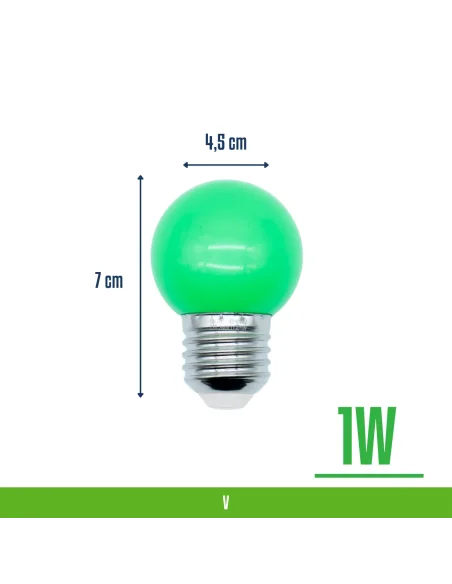 Lámpara gota LED verde 1W  [LA01W-V]