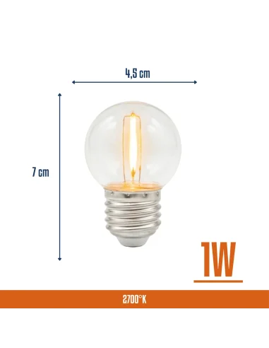 Lámpara Filamento LED 1W Cálida [LA01W-G-C]