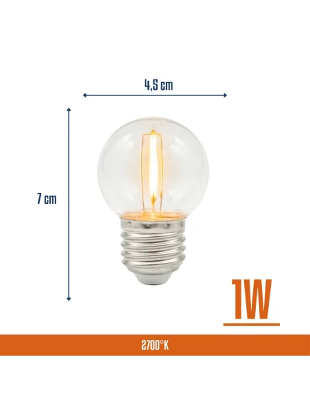 Lámpara Filamento LED 1W Cálida [LA01W-G-C]