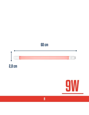 Tubo T8 LED rojo 9W  [TL09W-R]