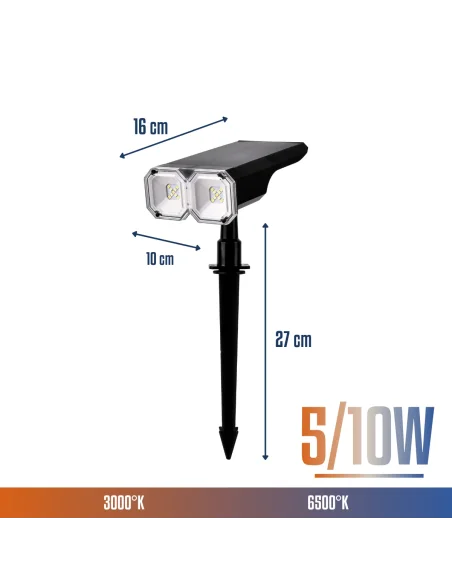 Estaca solar LED 5/10W  [LES5W-SOL-FC]