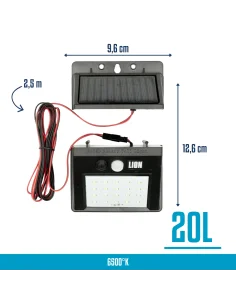Aplique solar divisible LED 20L Fría [SOL20L-F] 2