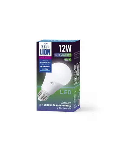 Caja lámpara LED 12W fotocélula sensor movimiento LION