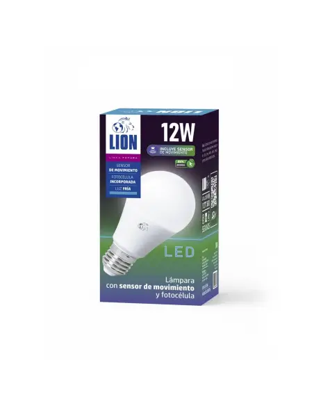Caja lámpara LED 12W fotocélula sensor movimiento LION