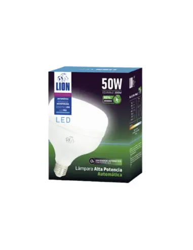 Caja Alta potencia LED automático 50W fotocélula luz fría E27 Lion