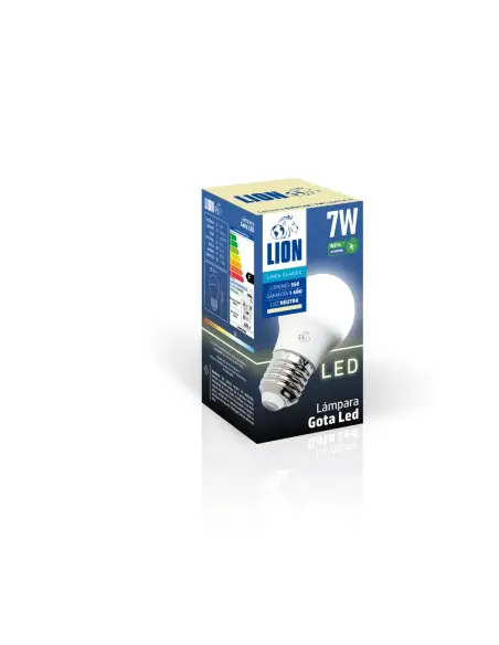 Lámpara Gota LED 7W - Base E27 Luz Neutra | Lion
