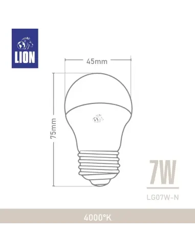 Lámpara Gota LED 7W - Base E27 Luz Neutra | Lion