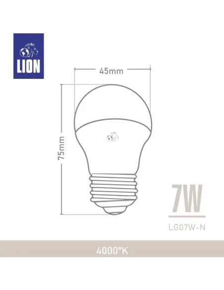Lámpara Gota LED 7W - Base E27 Luz Neutra | Lion