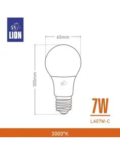 Lámpara Bulbo LED 7W- Luz Cálida, Base E27 | Lion 2
