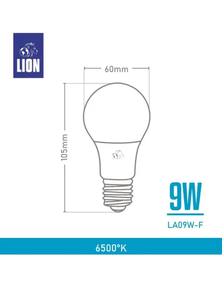 Lámpara Bulbo LED 9W - Luz Fría, Base E27 | Lion