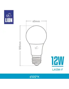 Lámpara Bulbo LED 12W - Luz Fría, Base E27 | Lion 2