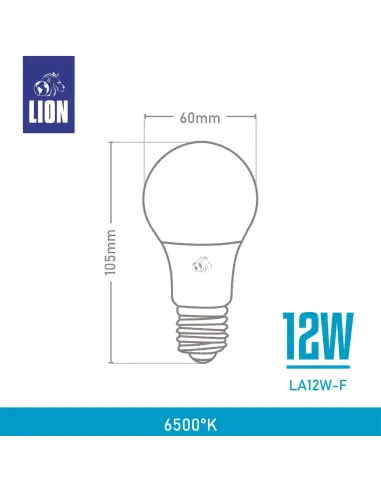 Lámpara Bulbo LED 12W - Luz Fría, Base E27 | Lion