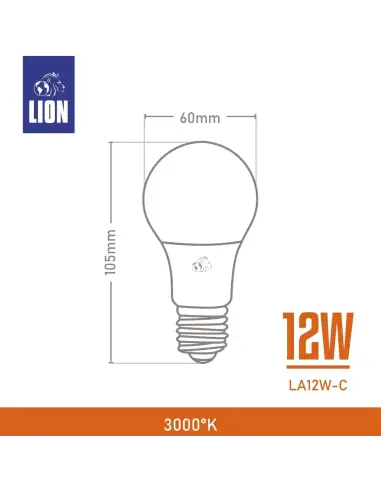 Lámpara Bulbo LED 12W - Luz Cálida, Base E27 | Lion