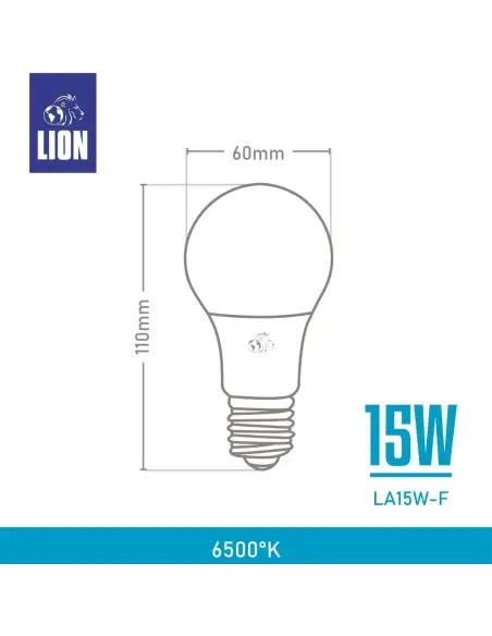 Lámpara Bulbo LED 15W- Luz Fría, Base E27 | Lion