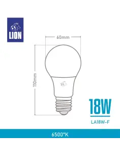 Lámpara Bulbo LED 18W- Luz Fría, Base E27 | Lion 2