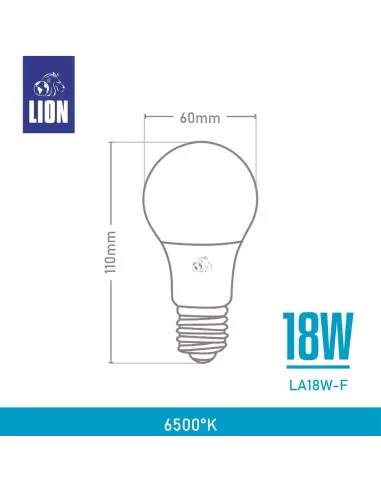 Lámpara Bulbo LED 18W- Luz Fría, Base E27 | Lion