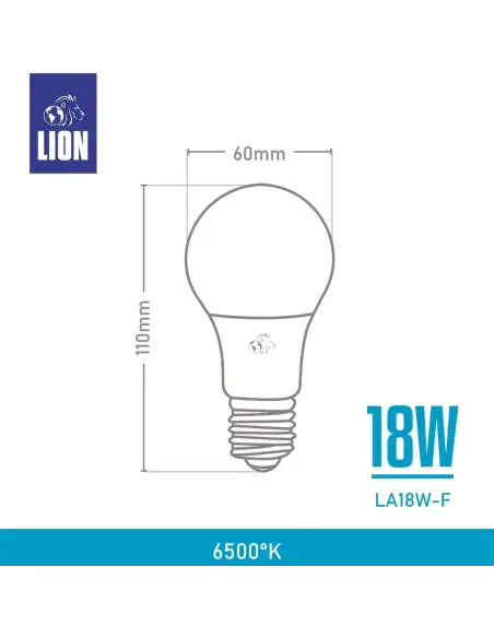Lámpara Bulbo LED 18W- Luz Fría, Base E27 | Lion