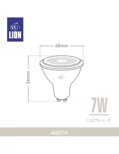 Lámpara Dicroica LED 7W Lupa - Base GU10 Luz Neutra | Lion 2