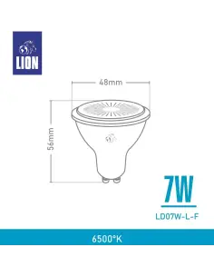 Lámpara Dicroica LED 7W Lupa - Base GU10 Luz Fría | Lion 2