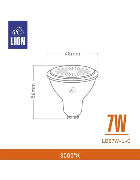 Lámpara Dicroica LED 7W Lupa- Base GU10 Luz Cálida | Lion