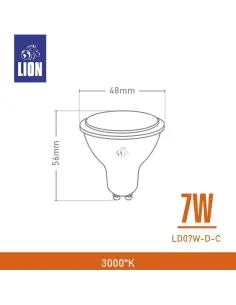 Lámpara Dicroica LED 7W Dimerizable - Base GU10 Luz Cálida | Lion 2