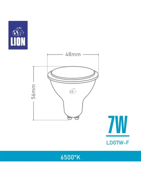 Lámpara Dicroica LED 7W - Base GU10 Luz Fría | Lion