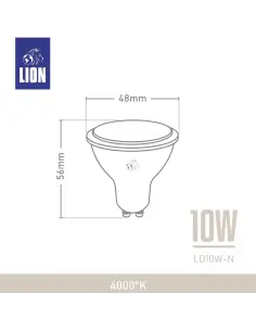 Lámpara Dicroica LED 10W - Base GU10 Luz Neutra | Lion 2