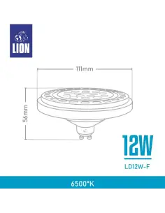 Lámpara LED AR111 12W  - Luz Fría, Base GU10 | Lion 2