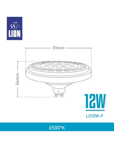 Lámpara LED AR111 12W  - Luz Fría, Base GU10 | Lion