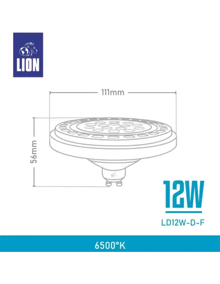 Lámpara LED AR111 12W Dimerizable- Luz Fría, Base GU10 | Lion