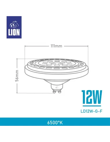 Lámpara LED AR111 12W - Luz Fría, Base gris GU10 | Lion