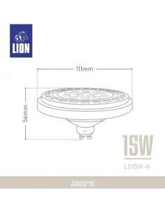 Lámpara LED AR111 15W - Luz Neutra, Base GU10 | Lion 2