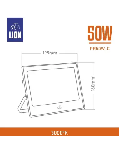 Reflector LED 50W Luz Cálida - Exterior IP65 Alta Eficiencia | Lion