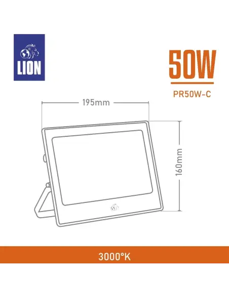 Reflector LED 50W Luz Cálida - Exterior IP65 Alta Eficiencia | Lion
