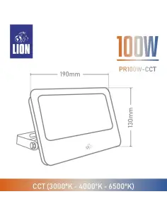 Reflector LED 100W CCT 3 en 1 IP66 exterior Lion Argentina 2
