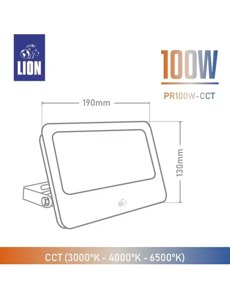 Reflector LED 100W con CCT ajustable- Exterior IP65 Alta Eficiencia | Lion