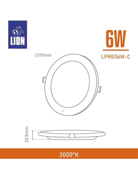 Panel de embutir LED 6W Cálida [LPRE06W-C]