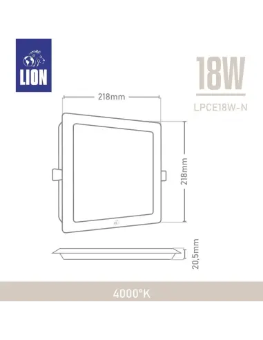 Panel de embutir LED 18W cuadrado Neutra [LPCE18W-N]