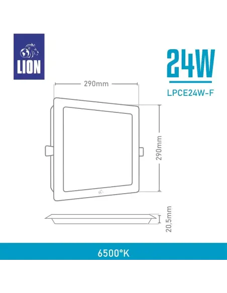 Panel de embutir LED 24W cuadrado Fría [LPCE24W-F]
