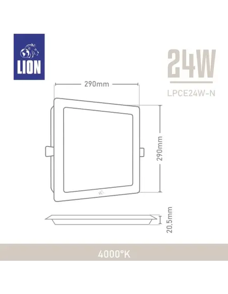 Panel de embutir LED 24W cuadrado Neutra [LPCE24W-N]